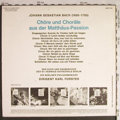 Bach,Johann Sebastian: Matthäus-Passion,Chöre u.Choräle, Volksplatte(SMVP 8031), D,  - LP - L1268 - 5,00 Euro