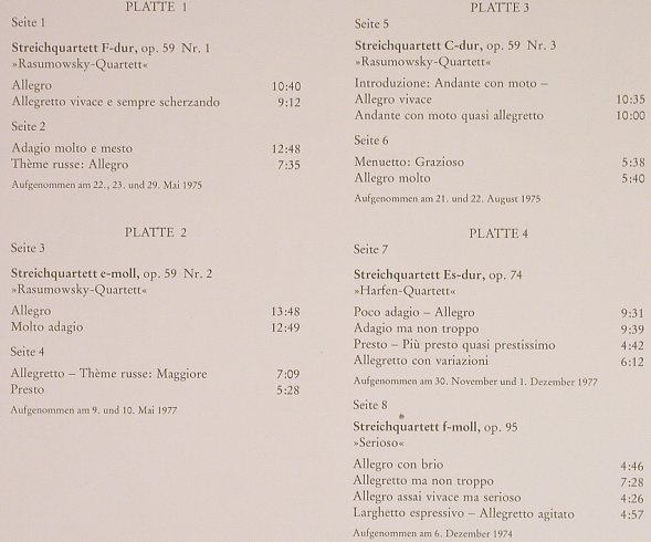 Beethoven,Ludwig van: Die fünf Mittleren Streichquartette, RCA Red Seal(RL 03010), D, Box, 1979 - 4LP - L1301 - 25,00 Euro