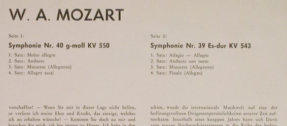 Mozart,Wolfgang Amadeus: Symphonie G-moll KV 550,es-dur,543, Philips(A 02225 L), NL,  - LP - L1346 - 9,00 Euro