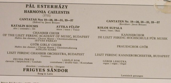 Esterhazy,Pal: Harmonia Caelestis,sung in Latin, Fidelio(FL 3308), H,  - LP - L1394 - 7,50 Euro