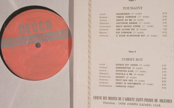 Toussaint / Christ-Roi: Chant Gregorien, Foc, Decca(7.550 Stereo), F, Ri, 1958 - LP - L1433 - 6,00 Euro
