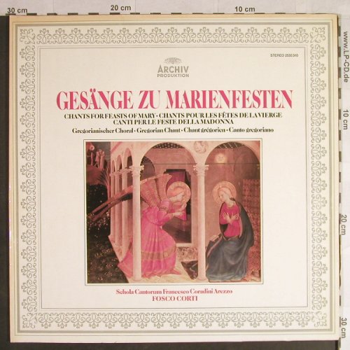 Schola Cantorum Francesco Coradini: Gesänge zu Marienfesten, Foc, Archiv Produktion(2533 310), D,m-/vg+, 1972 - LP - L1443 - 5,00 Euro