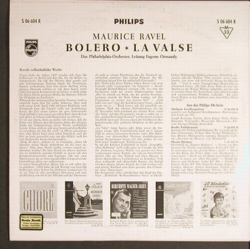 Ravel,Maurice: Bolero / La Valse, vg+/m-, Philips(S 06 604 R), D, 1958 - 10inch - L1496 - 4,00 Euro