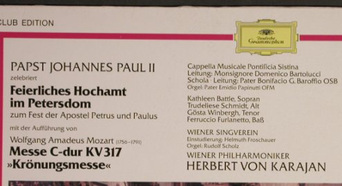Karajan,Herbert von/Papst J.Paul II: Feierliches Hochamt im Petersdom, D.Gr.(43 896 0), D,Club Ed.,  - LP - L1505 - 7,50 Euro