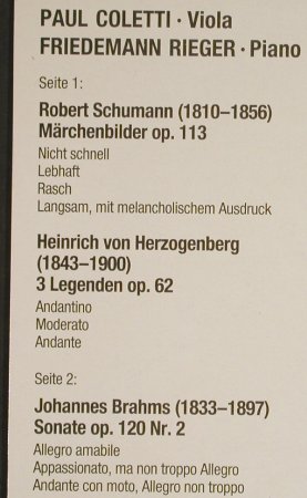 Schumann,Robert/Herzogenberg/Brahms: Märchenbilder/Legenden op.62/op120, ARS Produktion(FSM 68 308), D, 1989 - LP - L1593 - 7,50 Euro