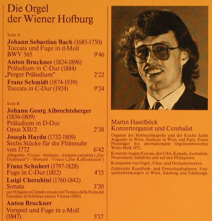 V.A.Die Orgel der Wiener Hofburg: J.S.Bach..Bruckner.Martin Haselböck, PAN(120375), A, 1980 - LP - L1619 - 6,00 Euro