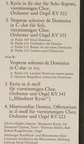 Mozart,Wolfgang Amadeus: Vesperae de domenica, KV 321, Schwann(AMS 3502), D, Ri, 1965 - LP - L1620 - 6,00 Euro