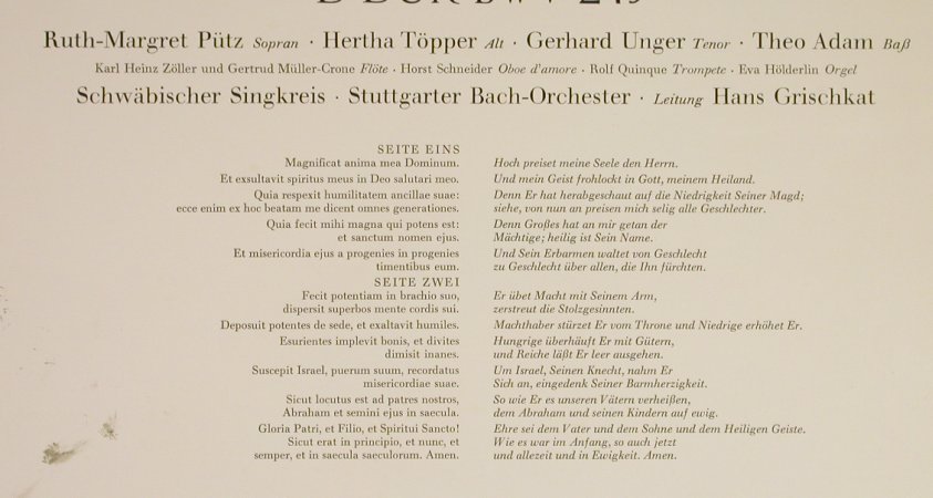Bach,Johann Sebastian: Magnificat D-Dur BWV 243, Eurodisc(70 170 KK), D, Mono,  - LP - L1636 - 6,00 Euro