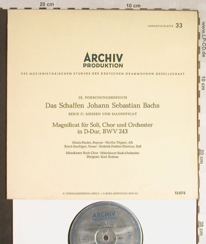 Bach,Johann Sebastian: Magnificat für Soli,Chor u.Orch., Archiv(13 078), D,vg+/m-, 1964 - 10inch - L1648 - 4,00 Euro