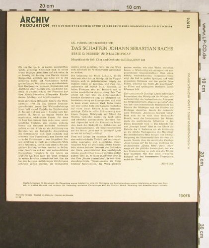 Bach,Johann Sebastian: Magnificat für Soli,Chor u.Orch., Archiv(13 078), D,vg+/m-, 1964 - 10inch - L1648 - 4,00 Euro