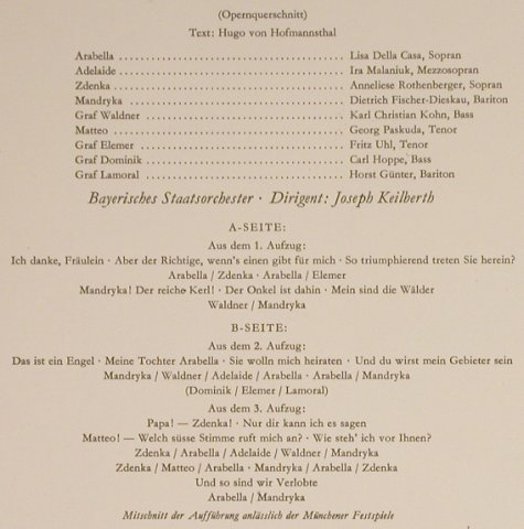 Strauss,Richard: Arabella-Opernquerschnitt, D.Gr.(LPEM 19 419), D, 1963 - LP - L1693 - 9,00 Euro
