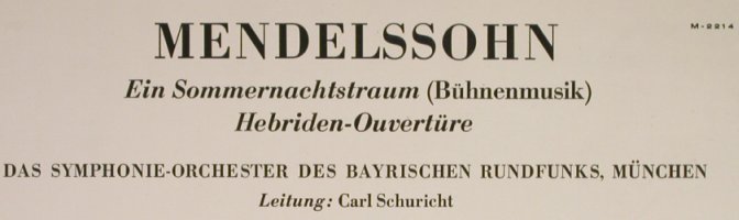 Mendelssohn Bartholdy,Felix: Ein Sommernachtstraum/Hebriden-Ouve, MMS(M-2214), ,  - LP - L1754 - 5,00 Euro