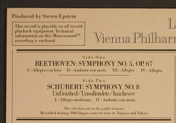 Beethoven,Ludwig van / Schubert: Sinfonie Nr.5 / Sinfonie Nr.8, CBS Masterworks(36711), NL, 1981 - LP - L1816 - 7,50 Euro