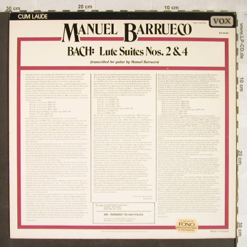 Barrueco,Manuel: Bach - Lute Suites No.2 & 4, vg+/m-, Vox(VCL 39 023), NL, 1982 - LP - L1913 - 4,00 Euro