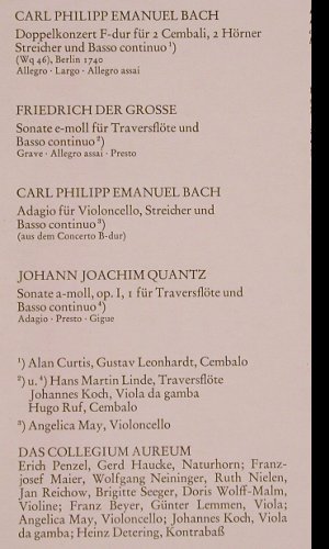 V.A.Schlosskonzert In Sanssouci: C.P.E.Bach,Friedrich d.Große,Quantz, Orbis(74 315), D,  - LP - L1944 - 6,00 Euro