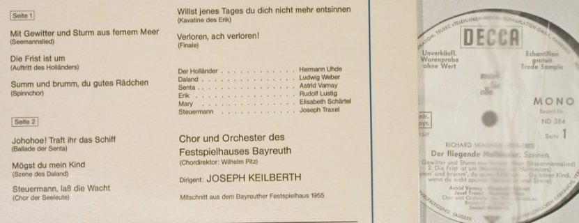 Wagner,Richard: Der Fliegende Holländer-Szenen, Decca(ND 384), D,Ri,Mono,  - LP - L1983 - 9,00 Euro