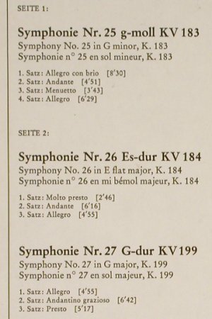 Mozart,Wolfgang Amadeus: Symphonien Nr.25 g-moll,26,27, Deutsche Grammophon(2530 120), D, 1973 - LP - L2096 - 6,00 Euro