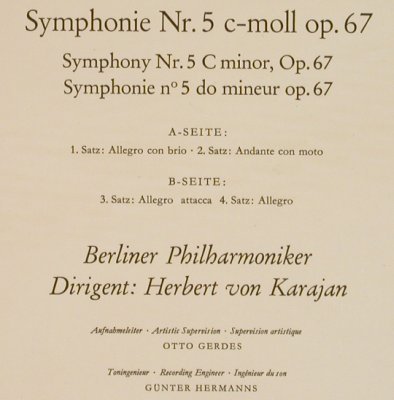 Beethoven,Ludwig van: Sinfonie Nr.5, Deutsche Gramophon(LPM 18 804), D, 1963 - LP - L2100 - 9,00 Euro