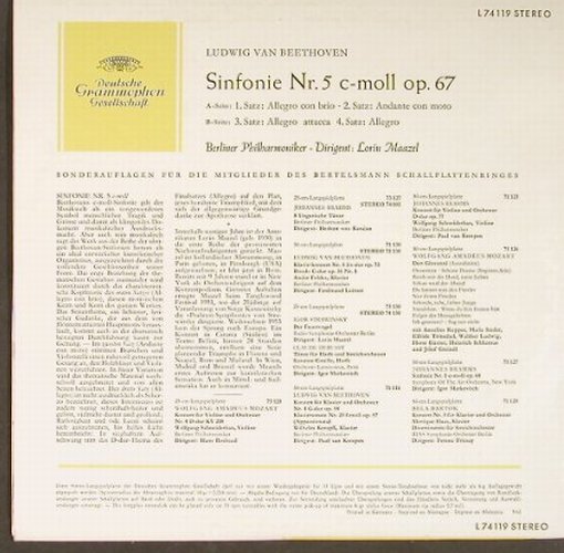 Beethoven,Ludwig van: Sinfonie Nr.5 c-moll op.67, D.Gr.(L 74 119), D, 1961 - 10inch - L2149 - 9,00 Euro
