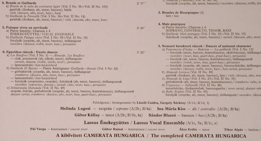 Camerata Hungarica: Choreæ & Carmina - László Czidra, Hungaroton(SLPX 12662), H, 1986 - LP - L2293 - 7,50 Euro