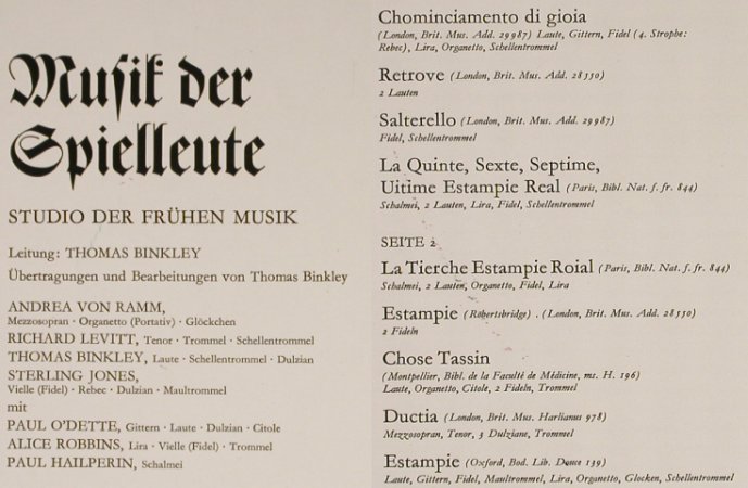 V.A.Musik der Spielleute: Andrea v.Ramm,R.Levitt...9 Tr., Orbis(65 757), D, 1975 - LP - L2296 - 6,00 Euro