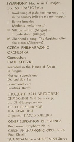 Beethoven,Ludwig van: Sinfonie Nr.6 Pastoral, Supraphon(SUA ST 50796), CZ, 1966 - LP - L2299 - 9,00 Euro