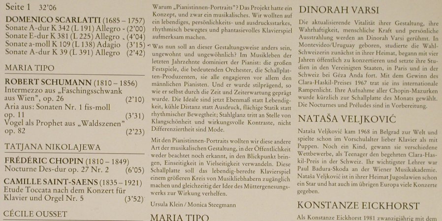 V.A.Pianistinnen Portraits: Die schön.Klavierstücke,live Berlin, Harmonia Mundi/SFB(1C056Y30 0000 1), D, 1986 - LP - L2349 - 6,00 Euro
