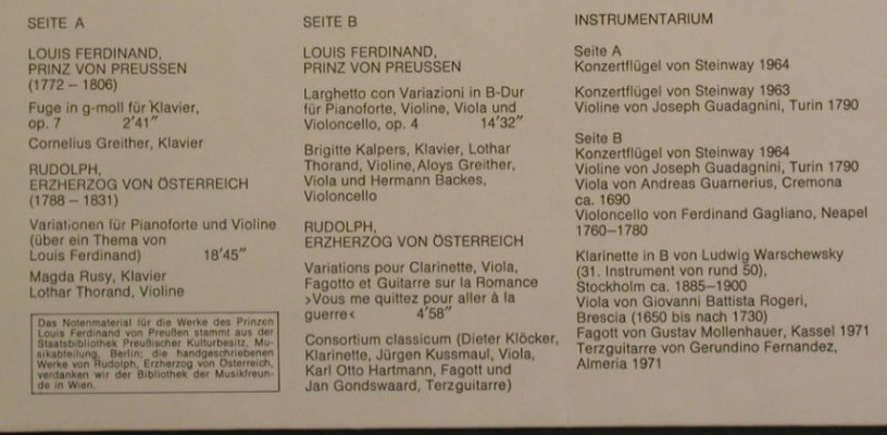 V.A.Unbekannte Kammermusik 4: Louis Ferdinand, Prinz von Preußen, D.Gr. / BAYER(0666 512), D,  - LP - L2407 - 5,00 Euro