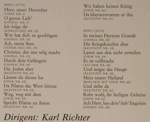 Bach,Johann Sebastian: Johannes-Passion, Chöre u.Arien, D.Gr. Resonance(2535 152), D, Ri, 1965 - LP - L2422 - 5,00 Euro