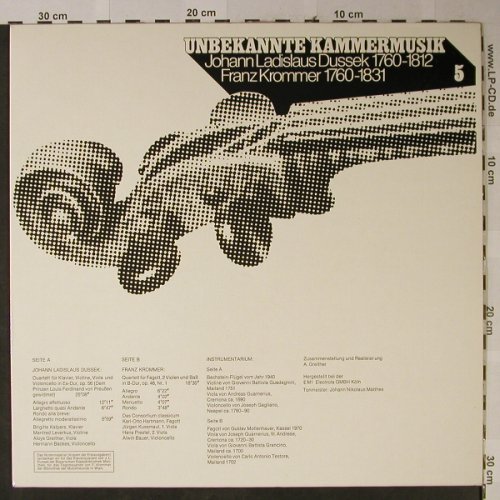 V.A.Unbekannte Kammermusik 5: Johann LadislausDussek,Fr.Krommer, D.Gr. / BAYER(F 65 433), D,  - LP - L2433 - 5,00 Euro