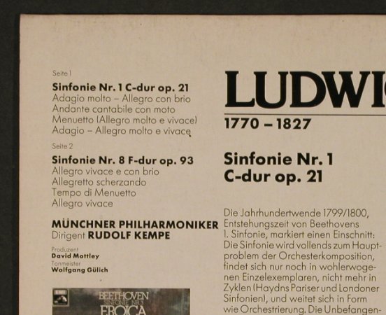 Beethoven,Ludwig van: Sinfonien Nr.1 & 8, EMI(037-02 883), D, Ri, 1974 - LPQ - L2438 - 7,50 Euro