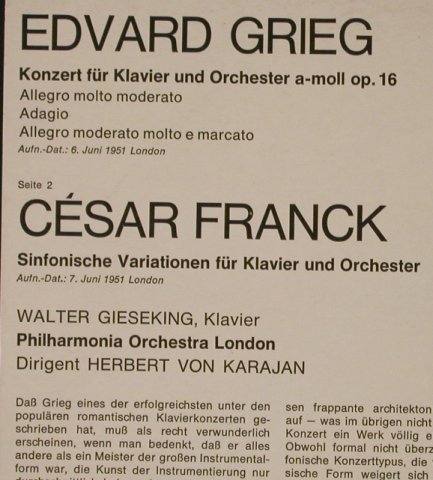 Grieg,Edvard / Cesar Franck: Klavierkonzert op.16/Sinfonische Va, Dacapo(C 047-01 363), D,Ri,Mono, 1951 - LP - L2452 - 12,00 Euro