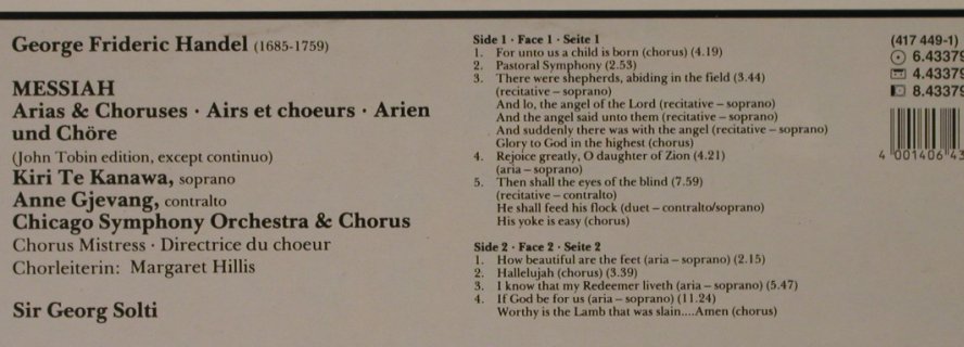 Händel,Georg Friedrich: Messias-Chöre & Arien, Decca(6.43379 AZ), D, 1985 - LP - L2480 - 5,00 Euro