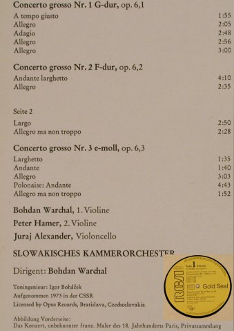 Händel,Georg Friedrich: Concerti Grossi op.6 Nr.1,2,3, RCA Gold Seal(GL 30302), D, Ri, 1978 - LP - L2530 - 5,00 Euro