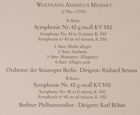 Mozart,Wolfgang Amadeus: Sinfonie Nr.40 g-mol,KV.550, Foc, Deutsche Grammophon(642 010), D, 1968 - LP - L2620 - 12,50 Euro