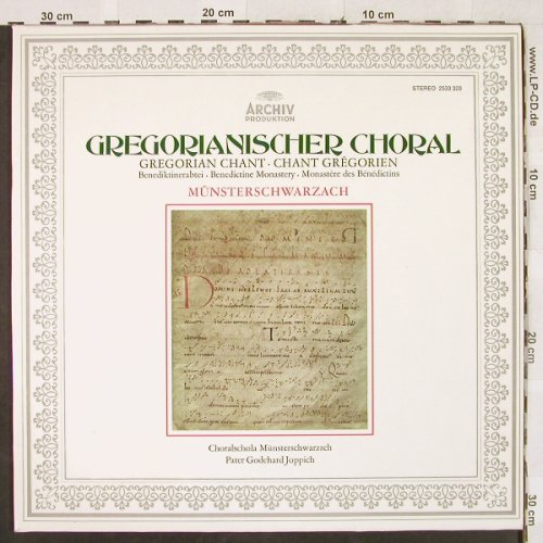 Choralschola Münsterschwarzach: Gregorianischer Choral (V), Foc, Archiv(2533 320), D, 1976 - LP - L2710 - 7,50 Euro