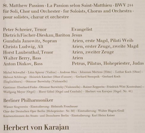 Bach,Johann Sebastian: Matthäus-Passion, Box, D.Gr.(25361479(2720 070), D, 1975 - 4LP - L2713 - 22,50 Euro