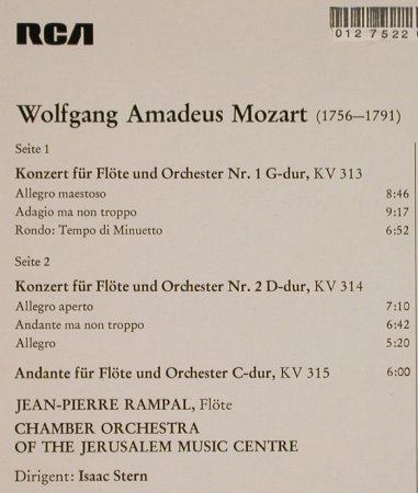 Mozart,Wolfgang Amadeus: Die Zwei Flötenkonzerte,313,314&315, Erato,Ri(ZL 30679), D, m-/vg+, 1978 - LP - L2774 - 4,00 Euro