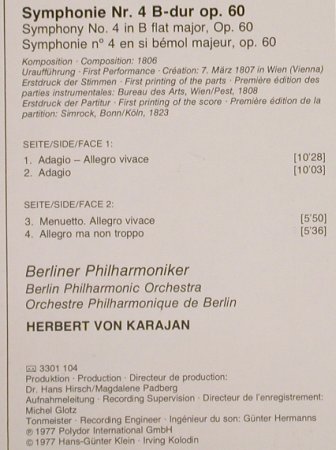 Beethoven,Ludwig van: Sinfonie Nr.4, D.Gr.(2531 104), D, 1977 - LP - L2798 - 7,50 Euro