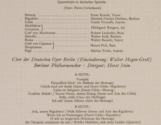 Verdi,Giuseppe: Rigoletto - Querschnitt in deutsch, D.Gr.(136 412), D,  - LP - L2859 - 9,00 Euro