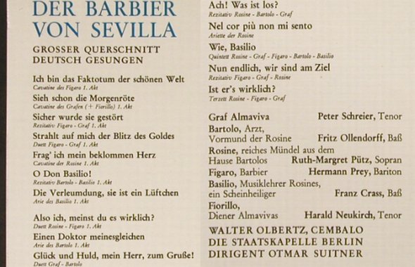 Rossini,Gioacchino: Der Barbier von Sevilla-Quers.i.deu, EMI(C 063-28 172), D,  - LP - L2861 - 5,00 Euro