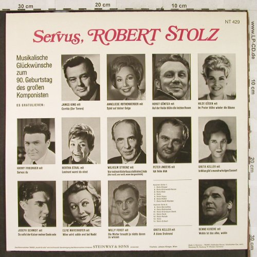Stolz,Robert: Servus, Musikalische Glückw. zum90., Telefunken(NT 429), D,  - LP - L2891 - 5,00 Euro