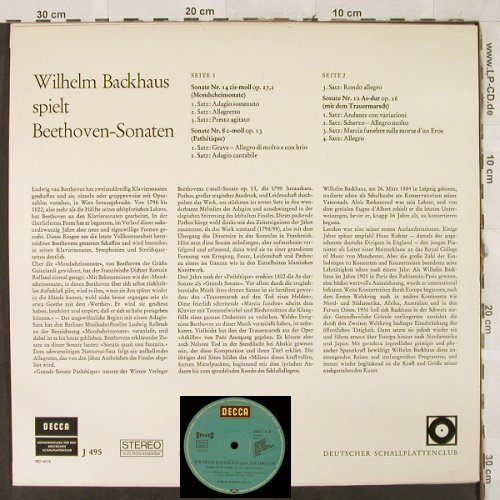 Beethoven,Ludwig van: Sonaten Nr.27.2,8, Wilhelm Backhaus, Decca / DSC(J 495), D,  - LP - L2912 - 7,50 Euro