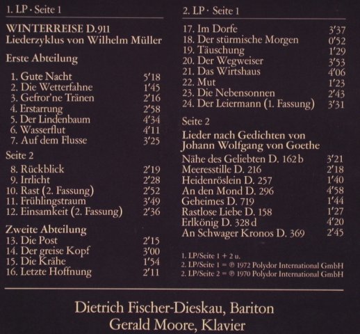 Schubert,Franz: Winterreise D.911, Foc, Club-Ed., D.Gr.(29 647-5), D, 1970 - 2LP - L2917 - 7,50 Euro