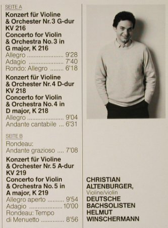 Mozart,Wolfgang Amadeus: Violinkonzerte Nr.3 G-dur/Kv218,219, Capriccio(26 445-7), D, 1989 - LP - L2979 - 7,50 Euro