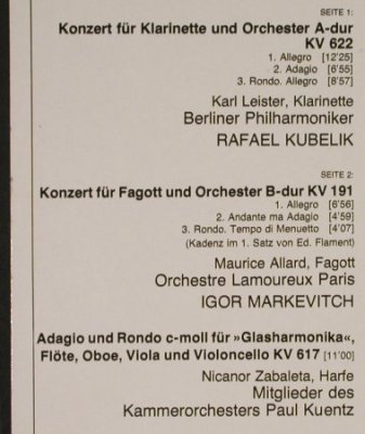 Mozart,Wolfgang Amadeus: Klarinettenkonzert / Fagottkonzert, D.Gr. Resonance(2535 188), D, 1976 - LP - L2989 - 5,00 Euro