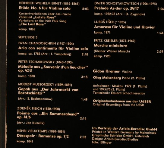 Kremer,Gidon: Die Kunst des, Foc, m-/vg+, Melodia/Eurodisc(300 425 406), D, Ri, 1976 - 2LP - L2998 - 7,50 Euro