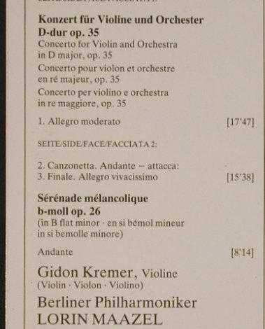 Tschaikowsky,Peter: Violinkonzert D-dur/Serenade Melanc, D.Gr.(2532 001), D, 1980 - LP - L3054 - 7,50 Euro