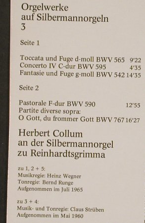 Bach,Johann Sebastian: Orgelwerke  3, (rec.1960), Eterna(8 25 601), DDR, 1974 - LP - L3153 - 6,00 Euro
