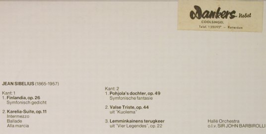 Sibelius,Jean: Finlandia/ValseTriste,Harelia-Suite, EMI Select Serie(C 051-00 298), NL,Ri,stoc,  - LP - L3195 - 6,00 Euro